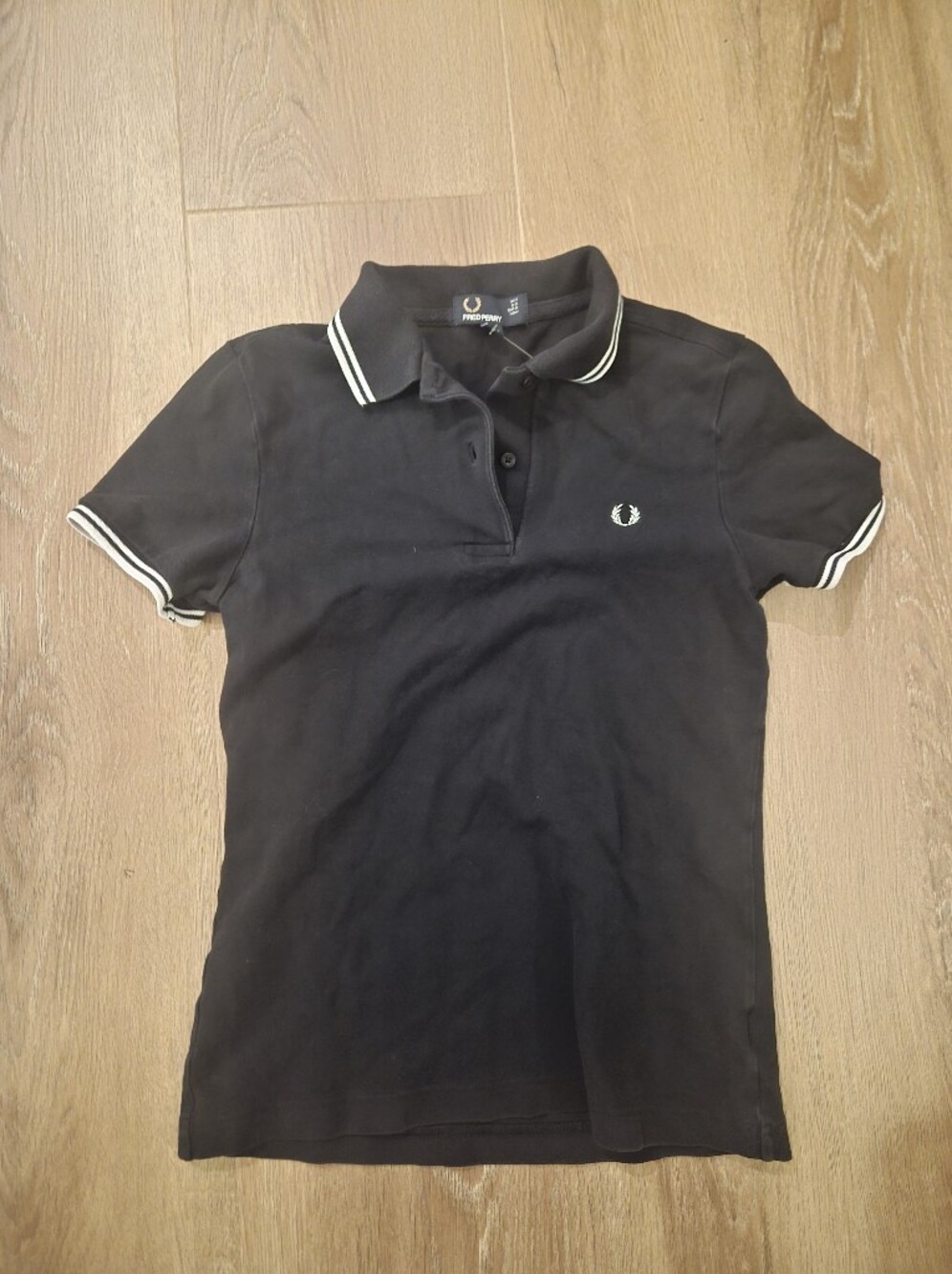 Fred Perry Black Polo with White Twin Tipping